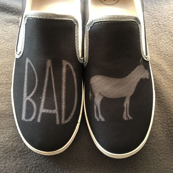 Inkkas Unisex Badass  Shoes wo' 13 | men's 11 black slip on canvas rubber casual - Picture 4 of 10